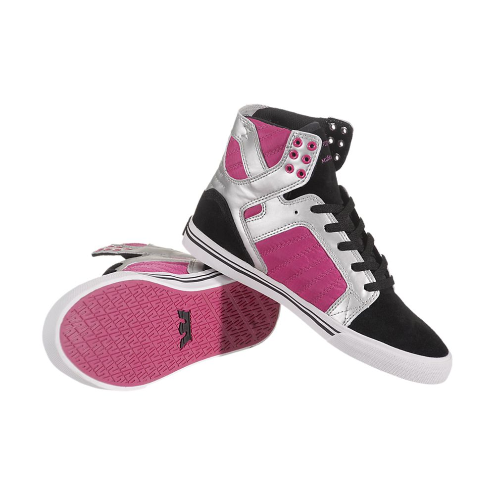 Baskets Montantes Supra SkyTop Multicolore Black/Silver/Pink/White Femme | NDA-81709000